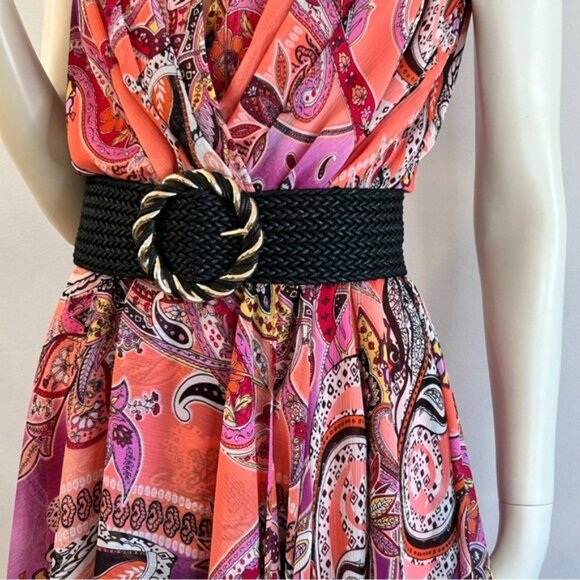 Evan Picone Paisley Crepe Handkerchief Hem Midi Dress - Picture 9 of 12